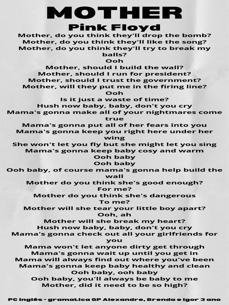 Letra Mother Pink Floyd PC | PDF