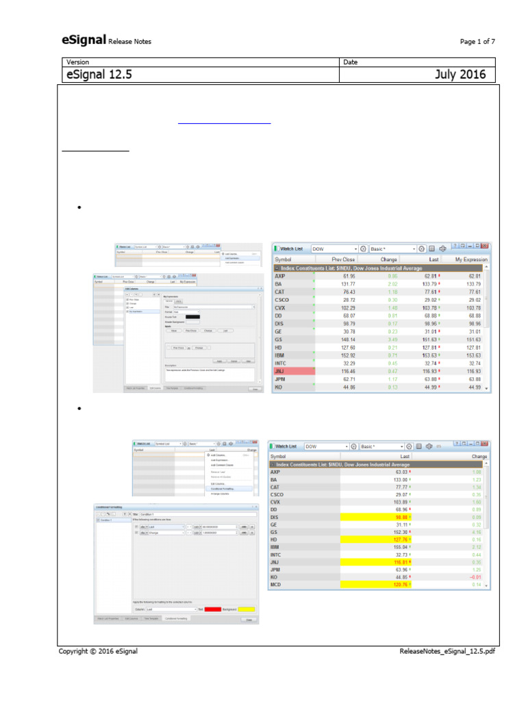 Esignal 12 - 5 Release Notes | PDF