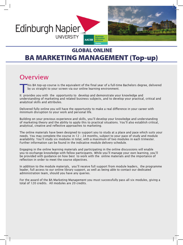 BA Marketing Management Brochure 1 | PDF | Educational Technology ...