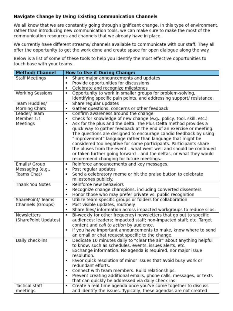 Effective Communication During Change | PDF | Communication | Information