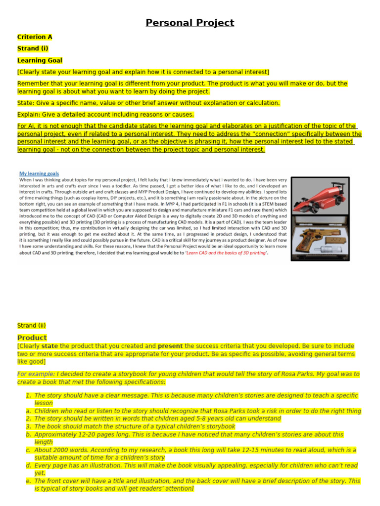Personal Project Report Guidelines | PDF | Goal | Performance Appraisal