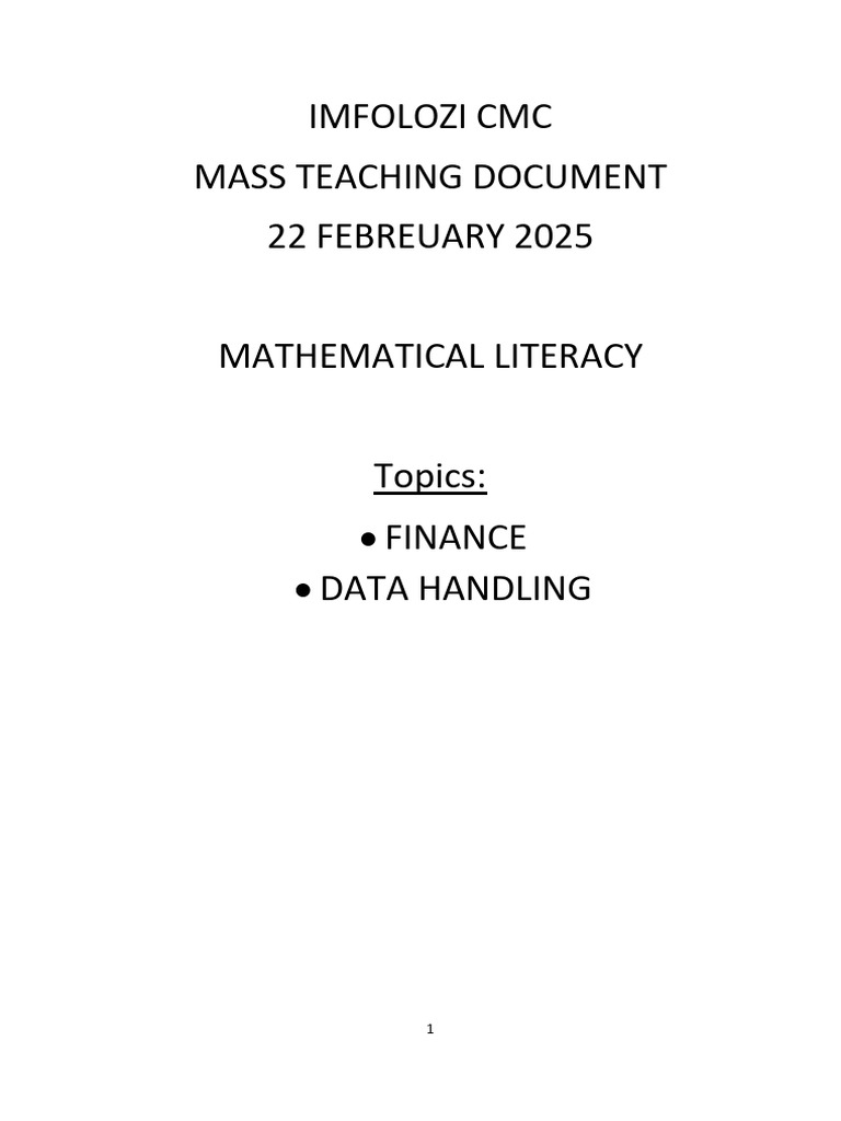 Mathematical Literacy: Finance & Data Handling | PDF | Taxes | Value ...