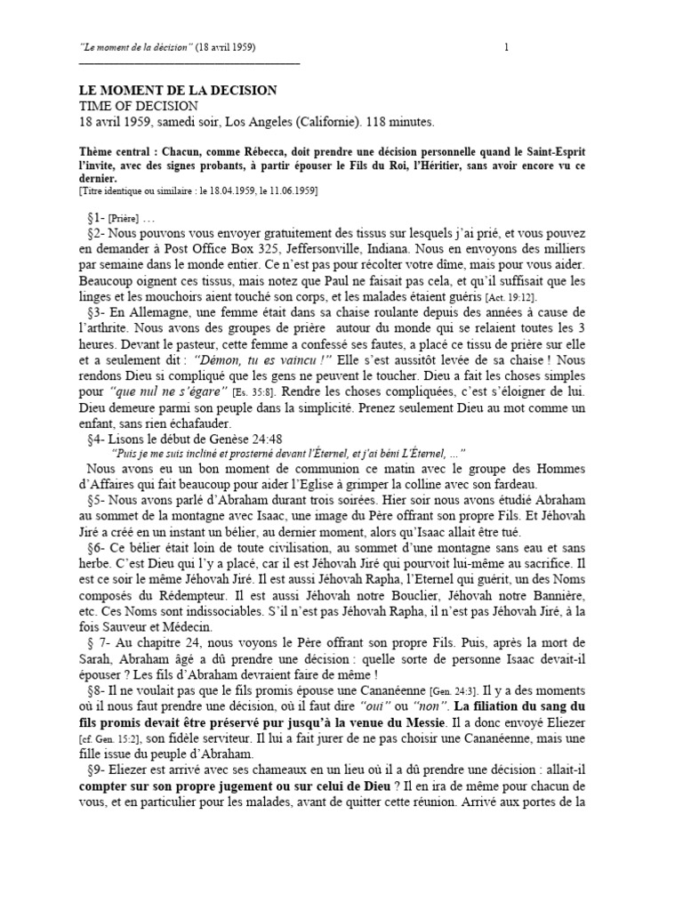 Décision de foi et confiance en Dieu | PDF | Prière | Isaac