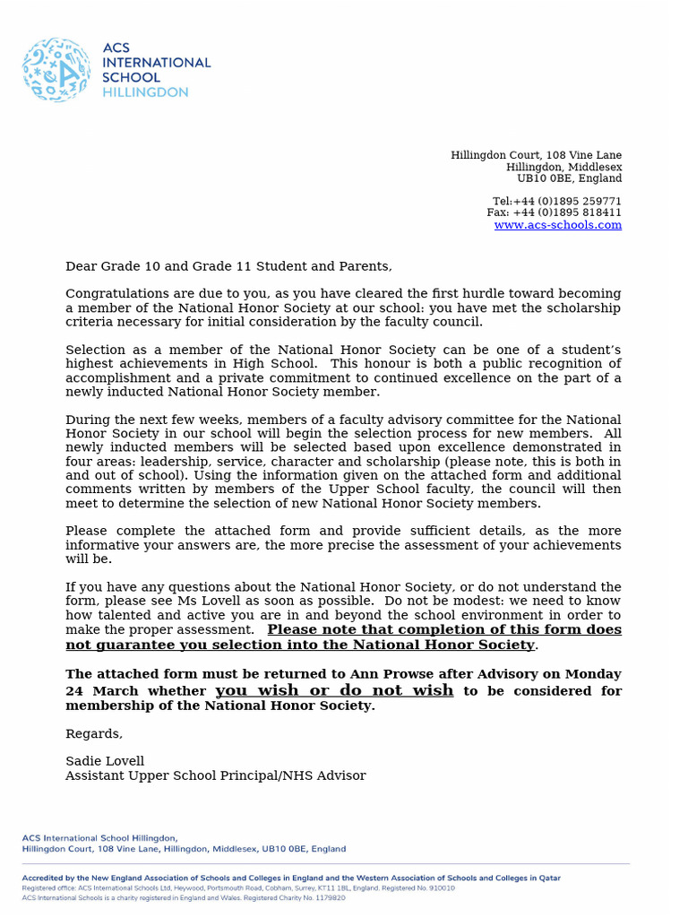 Nhs Letter | PDF
