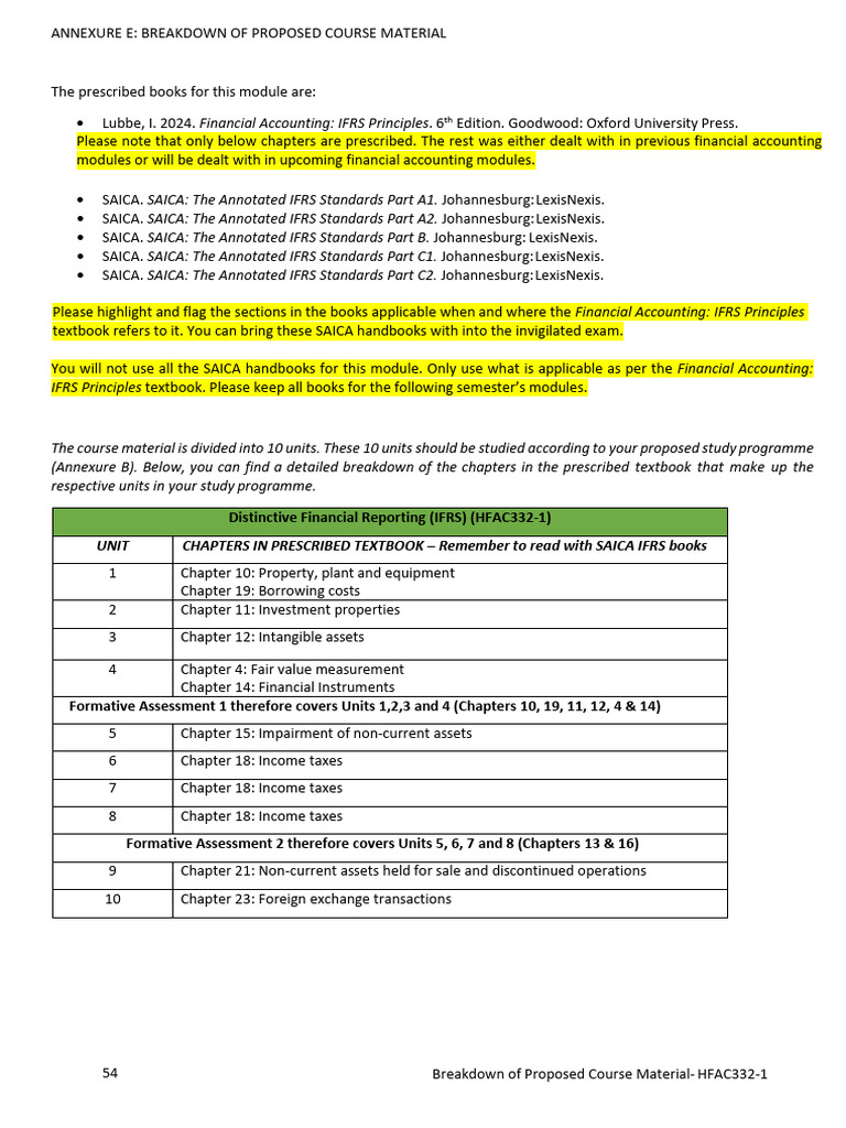 Course Material Breakdown for HFAC332-1 | PDF | Financial Accounting ...