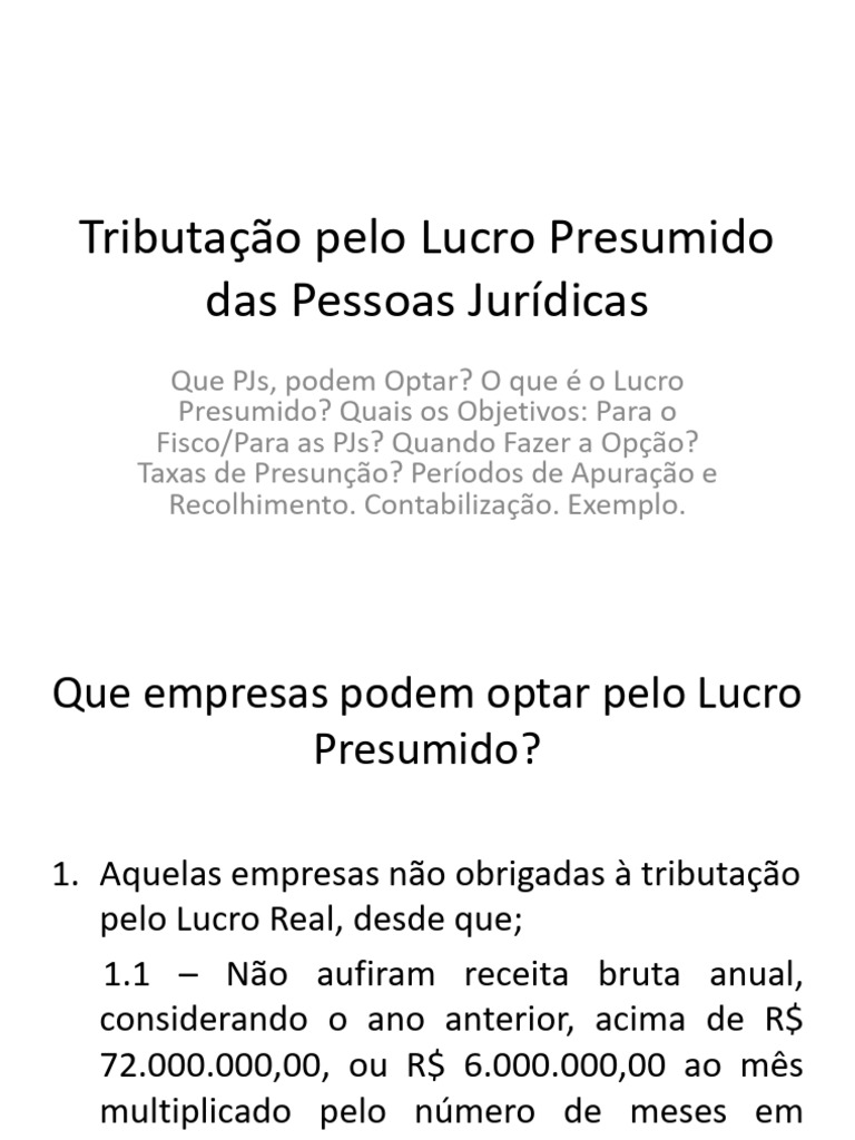 Guia Completo sobre Lucro Presumido | PDF | Imposto de Renda | Impostos