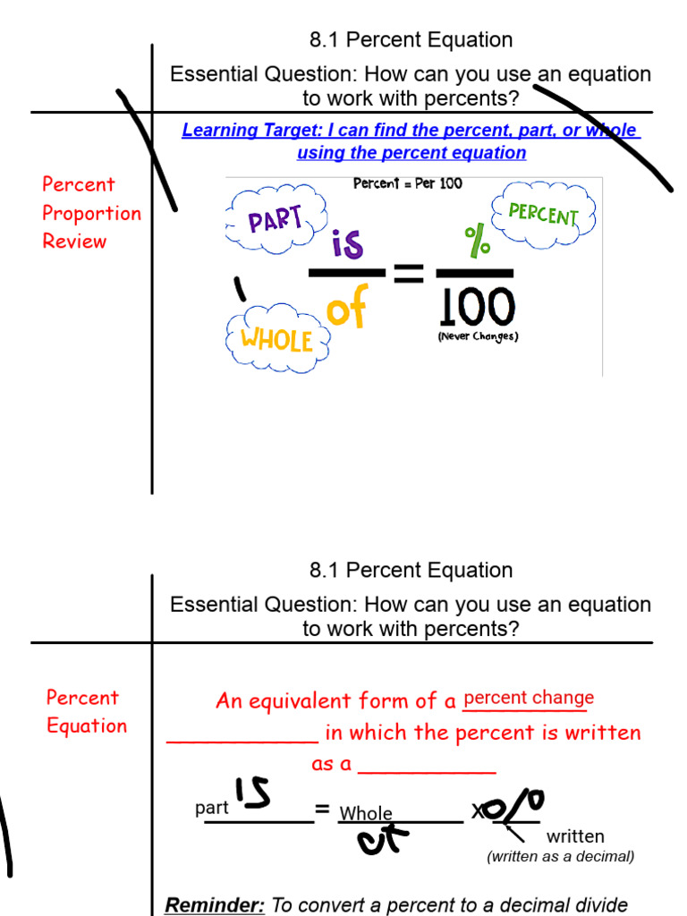 Minh Khang Nguyen - 8.1 Percent Equation Notes and CYU | PDF | Mathematics
