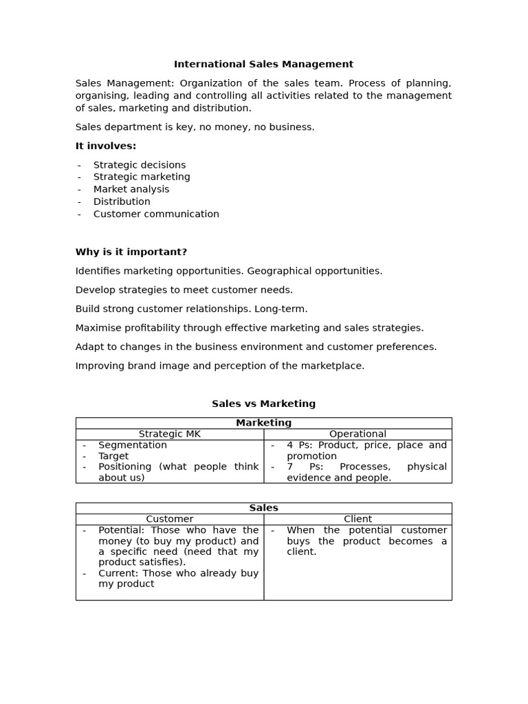 Effective International Sales Management | PDF | Sales | Marketing