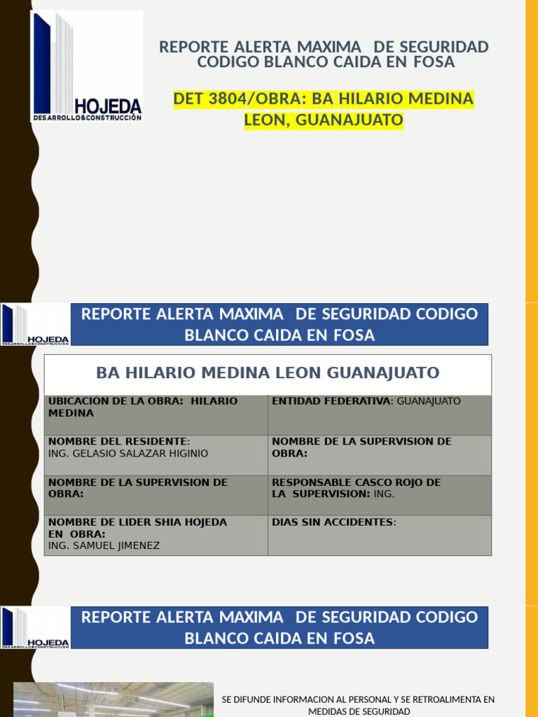 Alerta de Seguridad: Caída en Fosa León | PDF