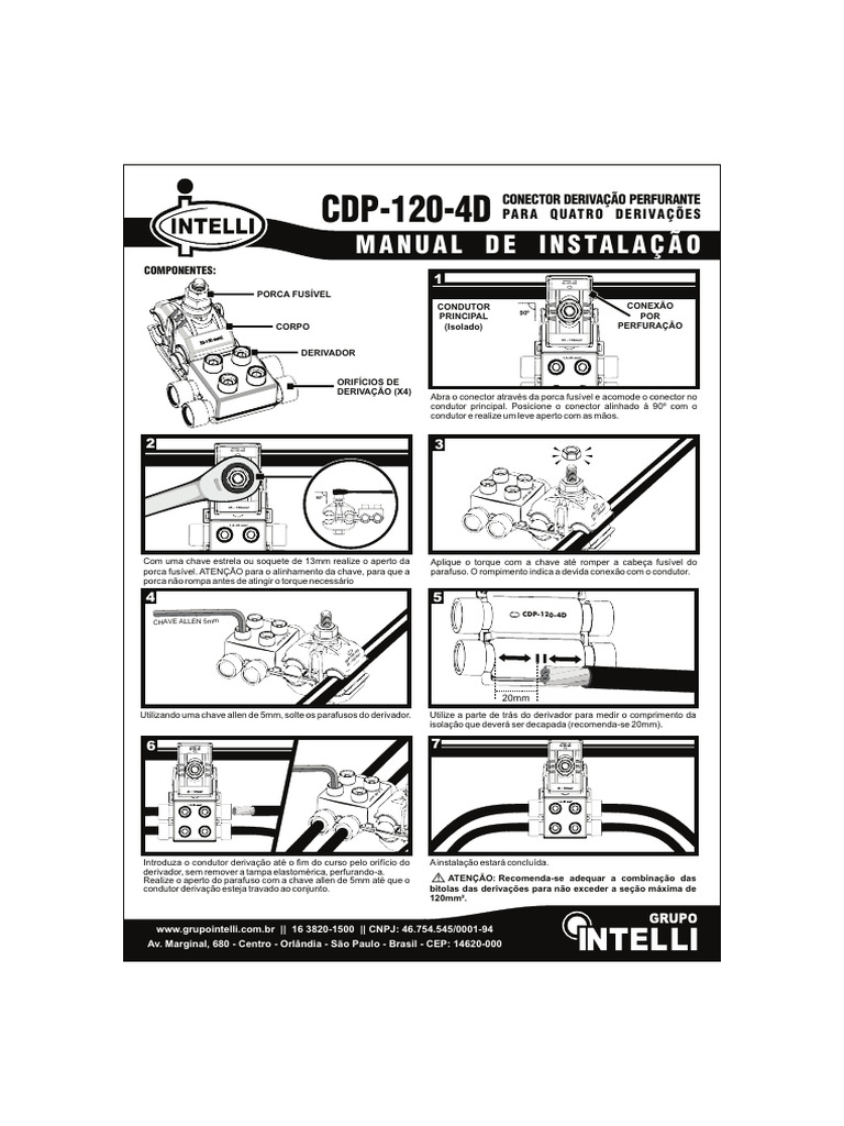 Manual de Instalação do Conector CDP-120-4D | PDF | Conector elétrico ...