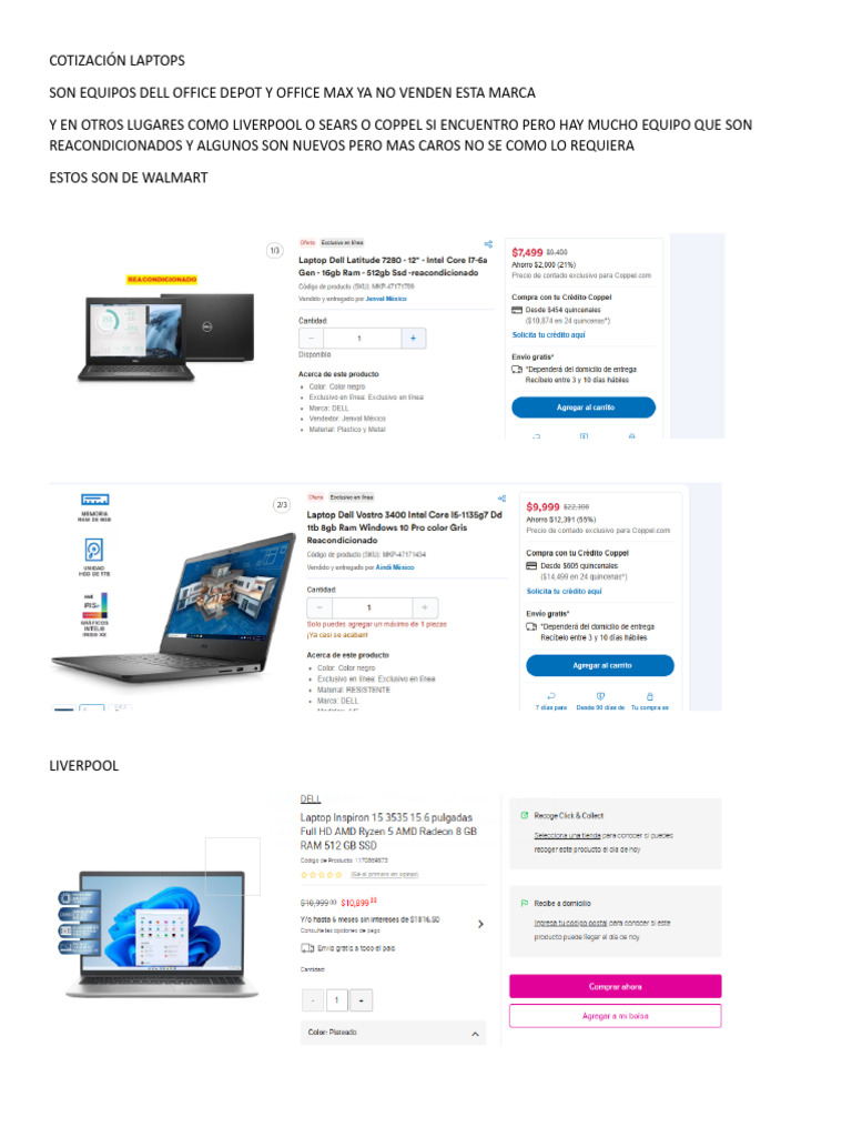 Cotización de Laptops Dell Reacondicionadas | PDF