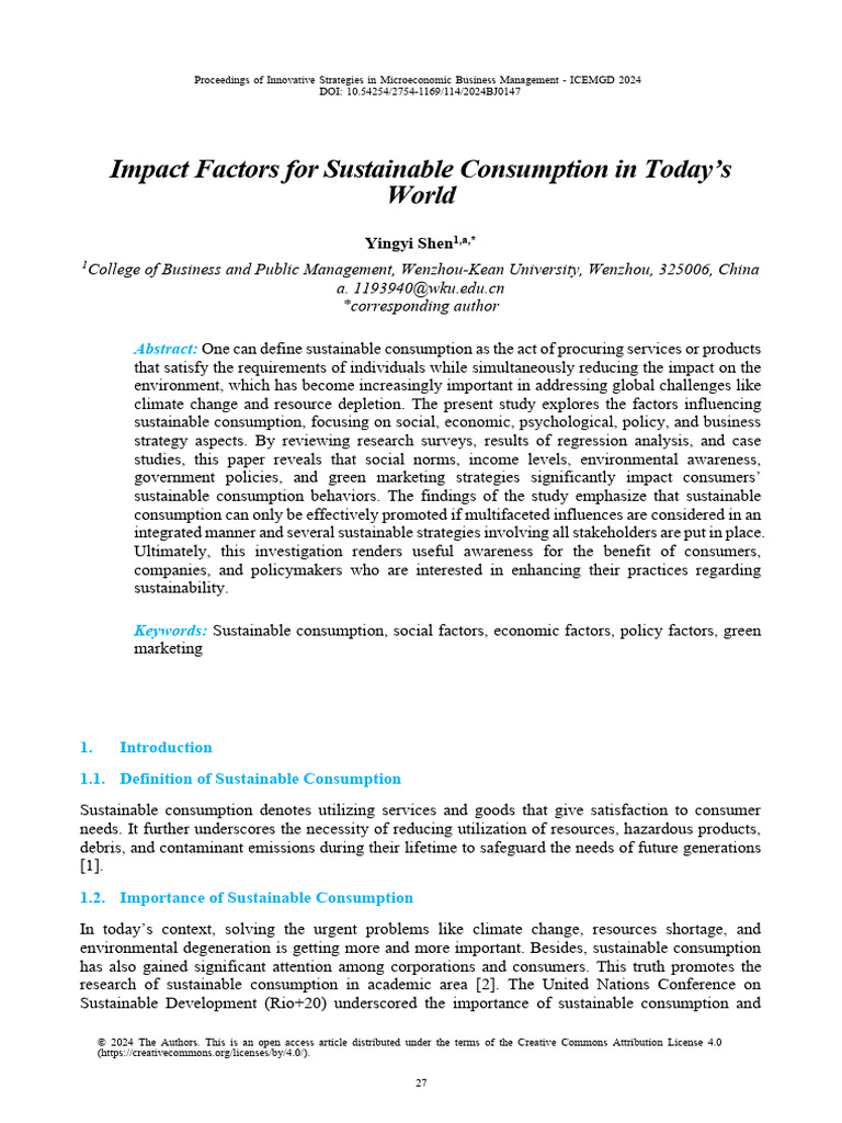 Factors Influencing Sustainable Consumption | PDF | Sustainability ...
