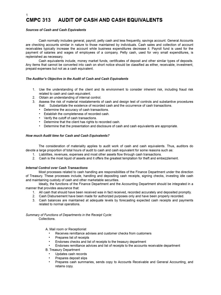 Audit Procedures for Cash Management | PDF | Audit | Banks