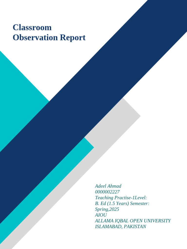 Classroom Observation Report: Adeel Ahmad | PDF | Classroom | Teachers