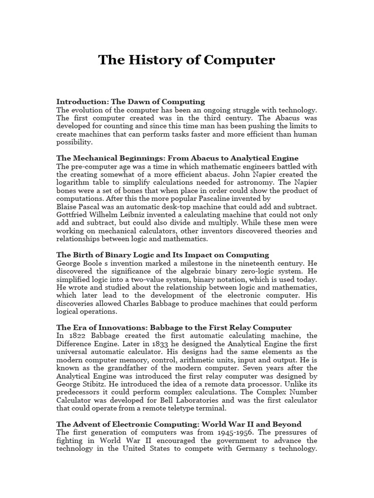 Evolution of Computers Through History | PDF | Integrated Circuit ...
