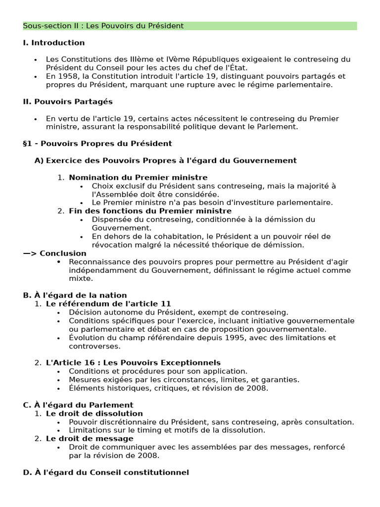 Pouvoirs du Président et Contreseing | PDF | Loi | Président des États-Unis