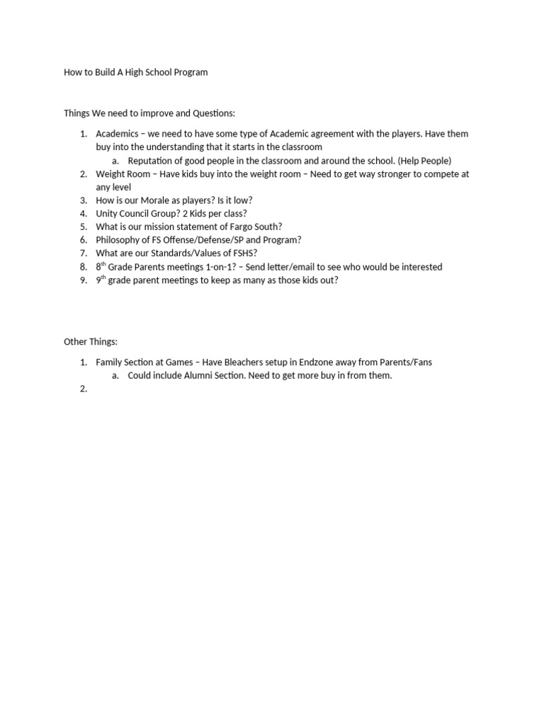 Building a High School Football Program | PDF | American Football ...