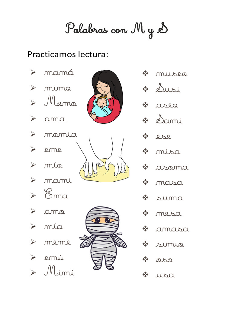 Palabras con M y S para Lectura | PDF