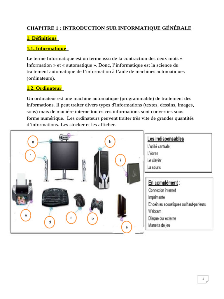 Introduction à l'informatique générale | PDF | Matériel informatique ...