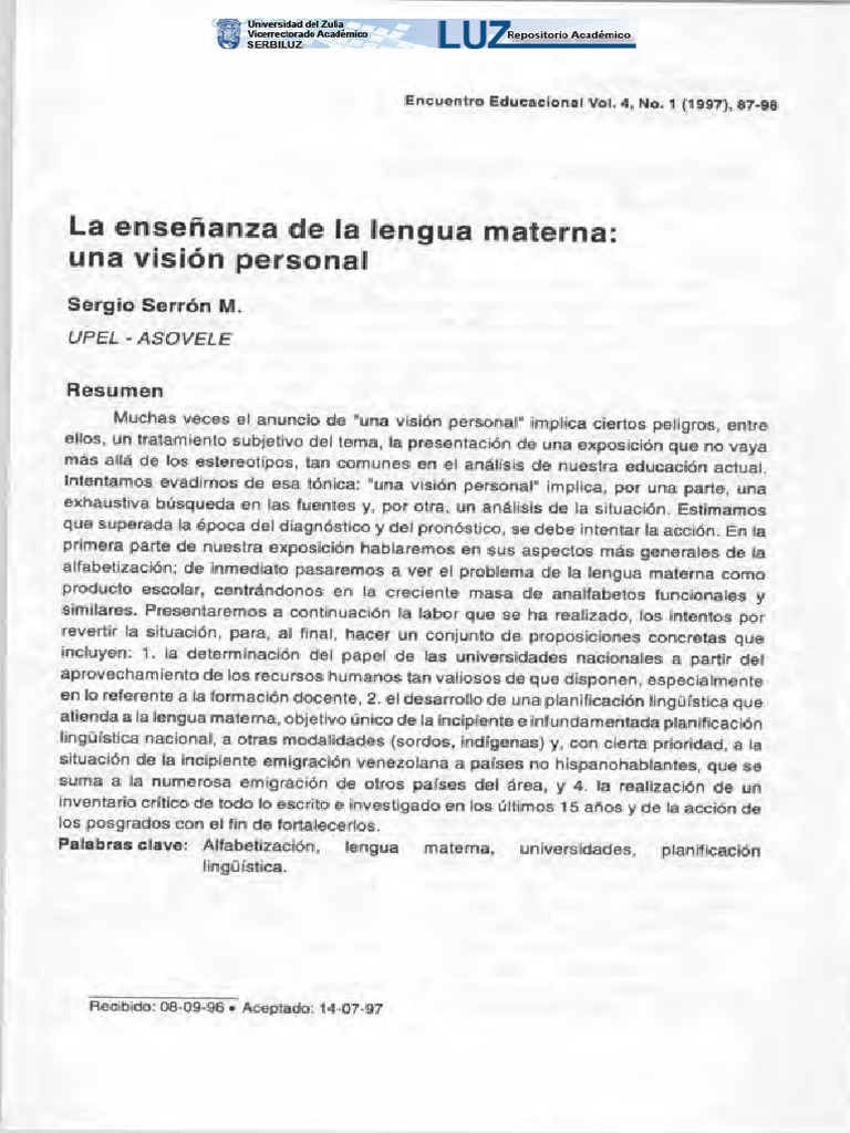 Enseñanza de la Lengua Materna en Venezuela | PDF | Enseñando | Lingüística