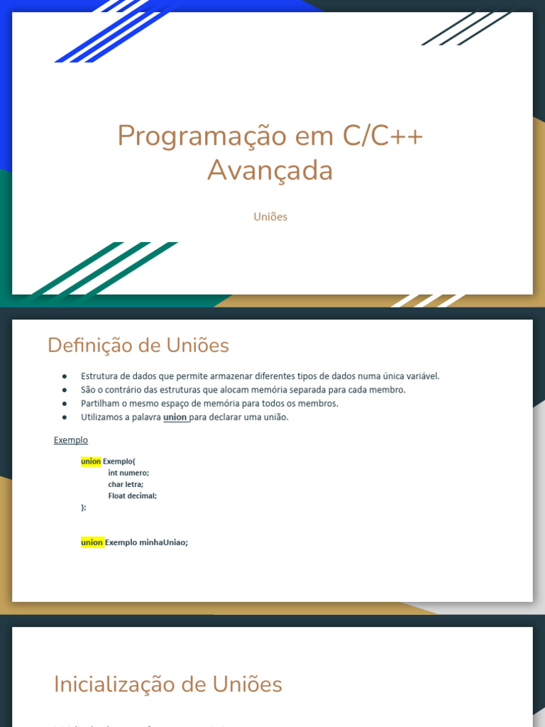 Uniões em C/C++: Definição e Exemplos | PDF