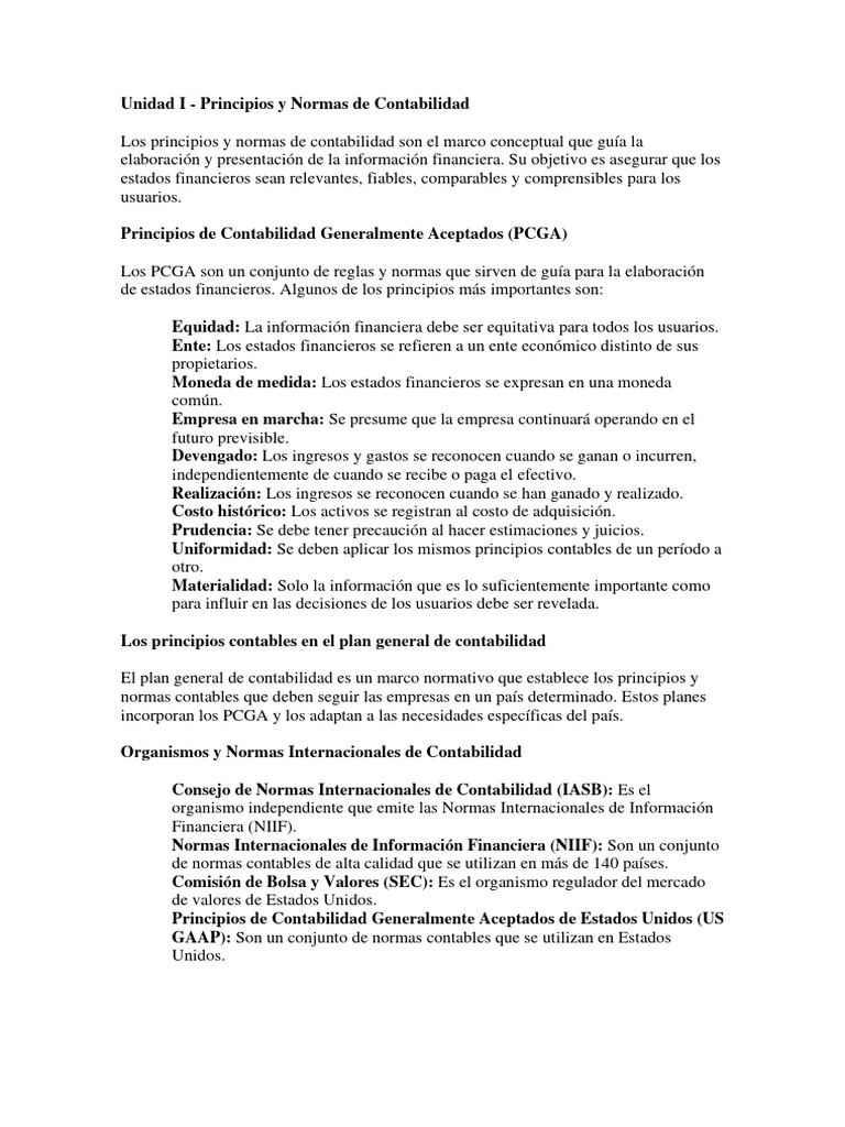 Principios y Normas de Contabilidad | PDF | normas internacionales de ...