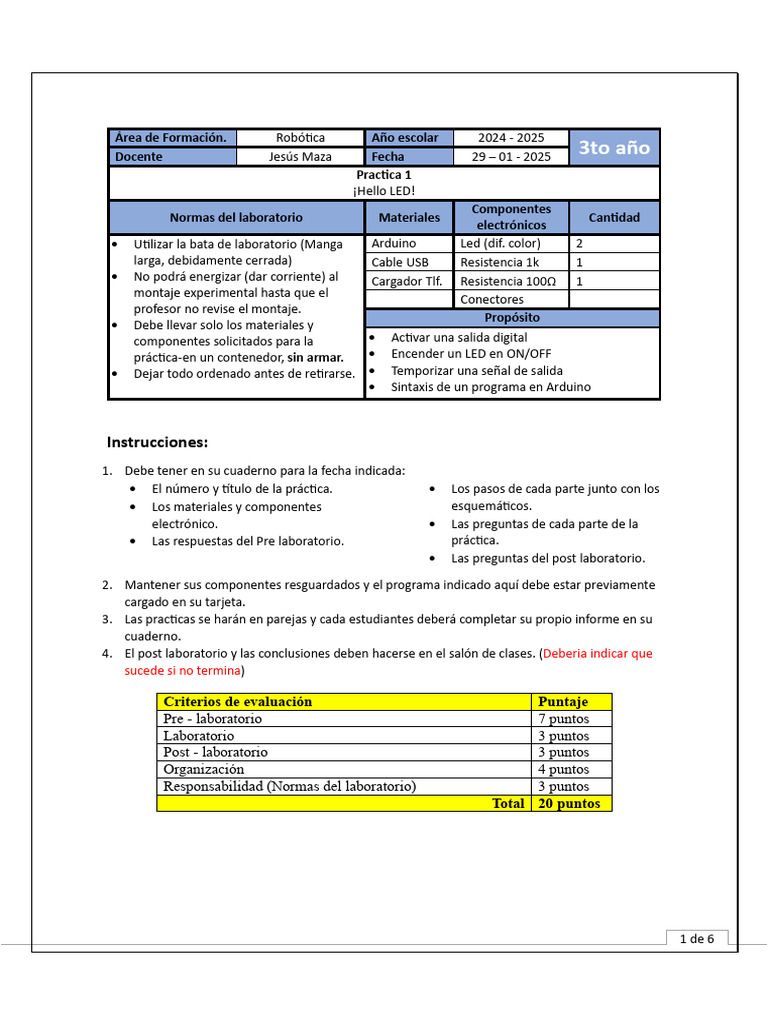 Práctica Arduino: Encender un LED | PDF | Arduino | Diodo emisor de luz