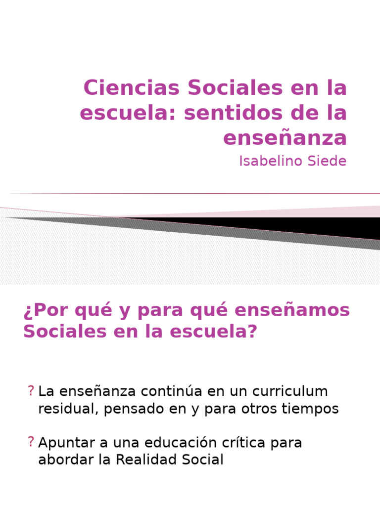 Ciencias Sociales en La Escuela Siede | PDF