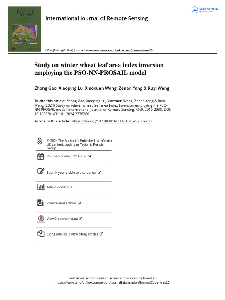 Study On Winter Wheat Leaf Area Index Inversion Employing The PSO-NN ...