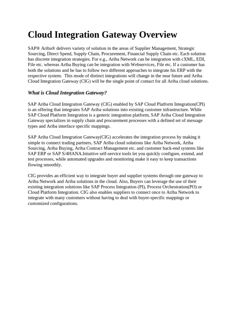 Cloud Integration Gateway Overview | PDF | Procurement | Supply Chain ...