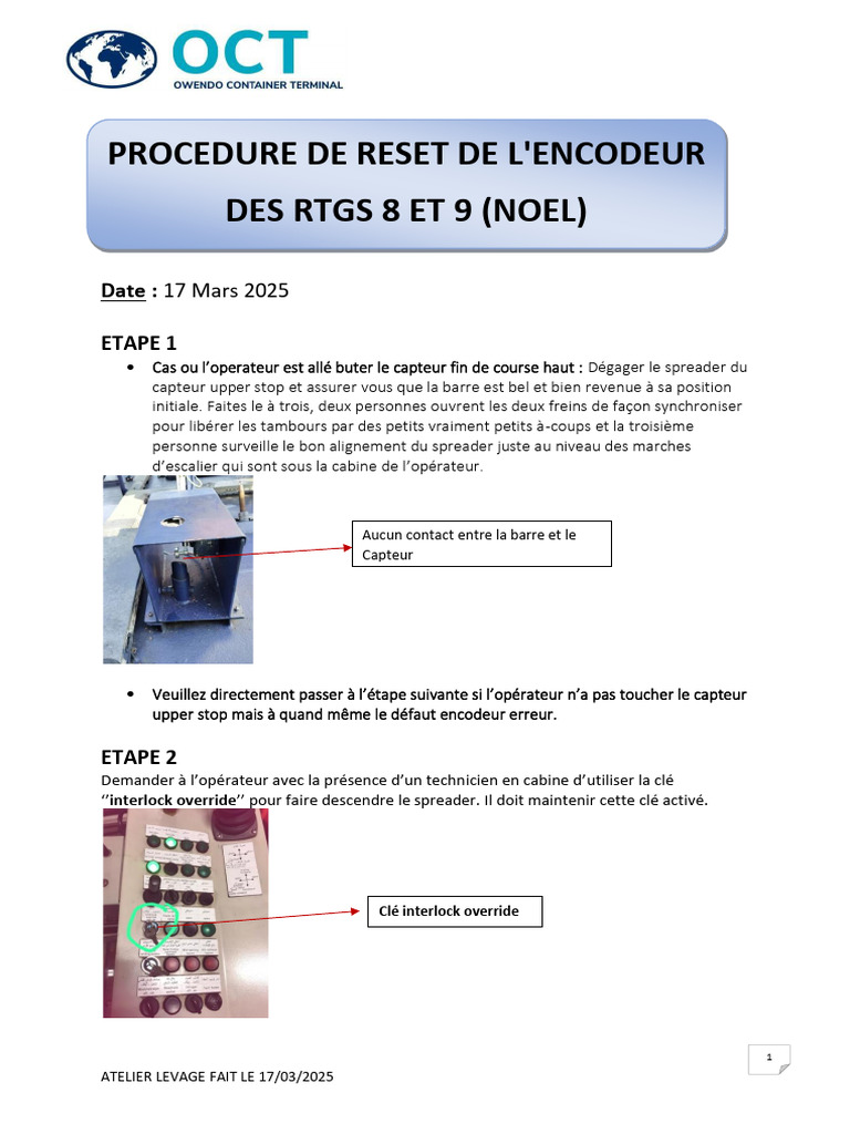 Procédure de Reset de l'Encodeur | PDF