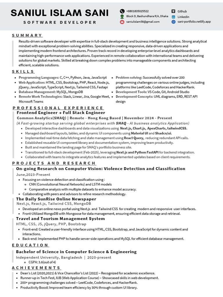 Full-Stack Developer & BI Specialist | PDF | Computer Programming ...