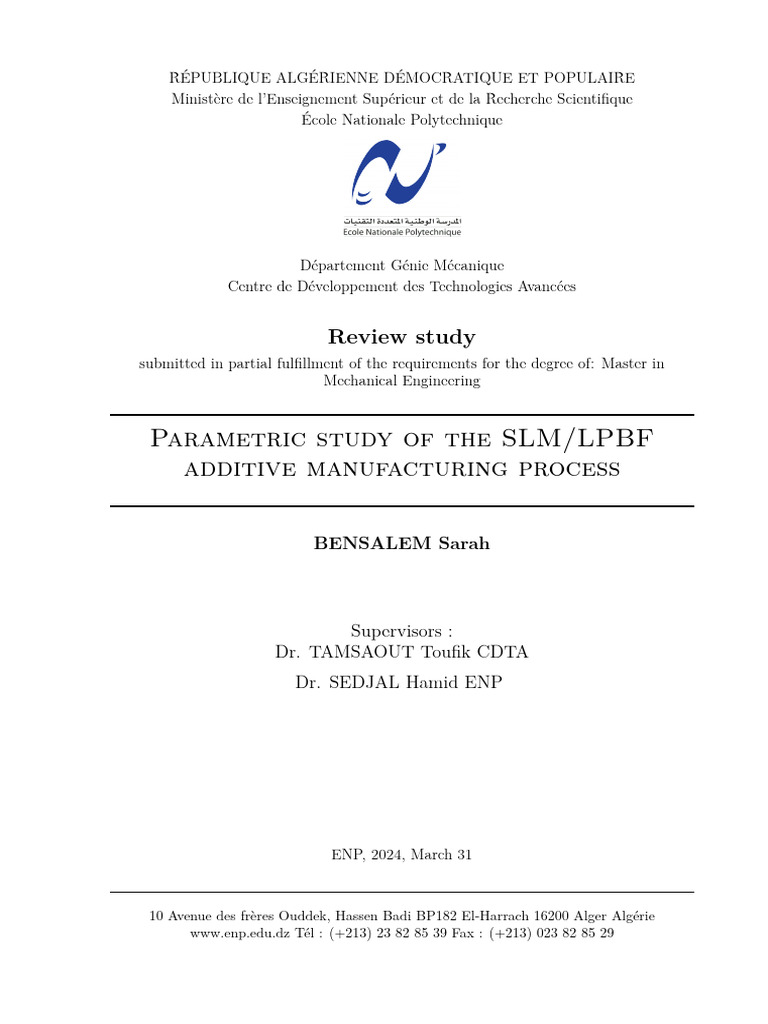 Parametric Study of SLM Additive Manufacturing | PDF | Liquids | 3 D ...