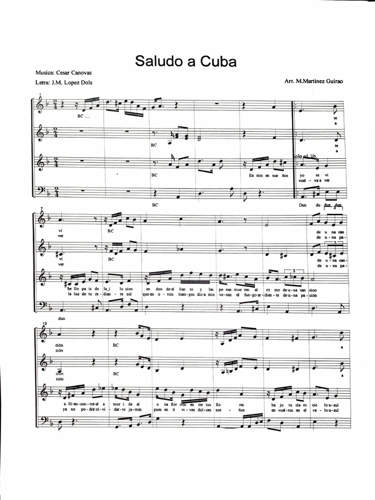Saludo a Cuba: Letra y Música | PDF