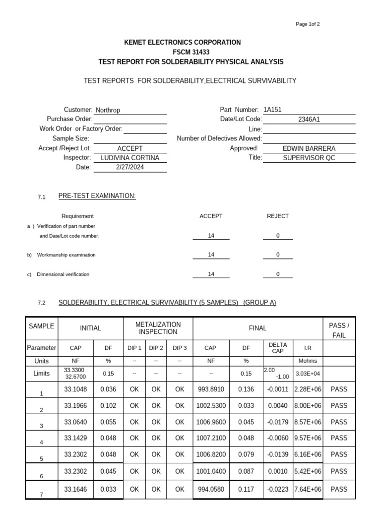KEMET Solderability Test Report | PDF | Building Engineering ...
