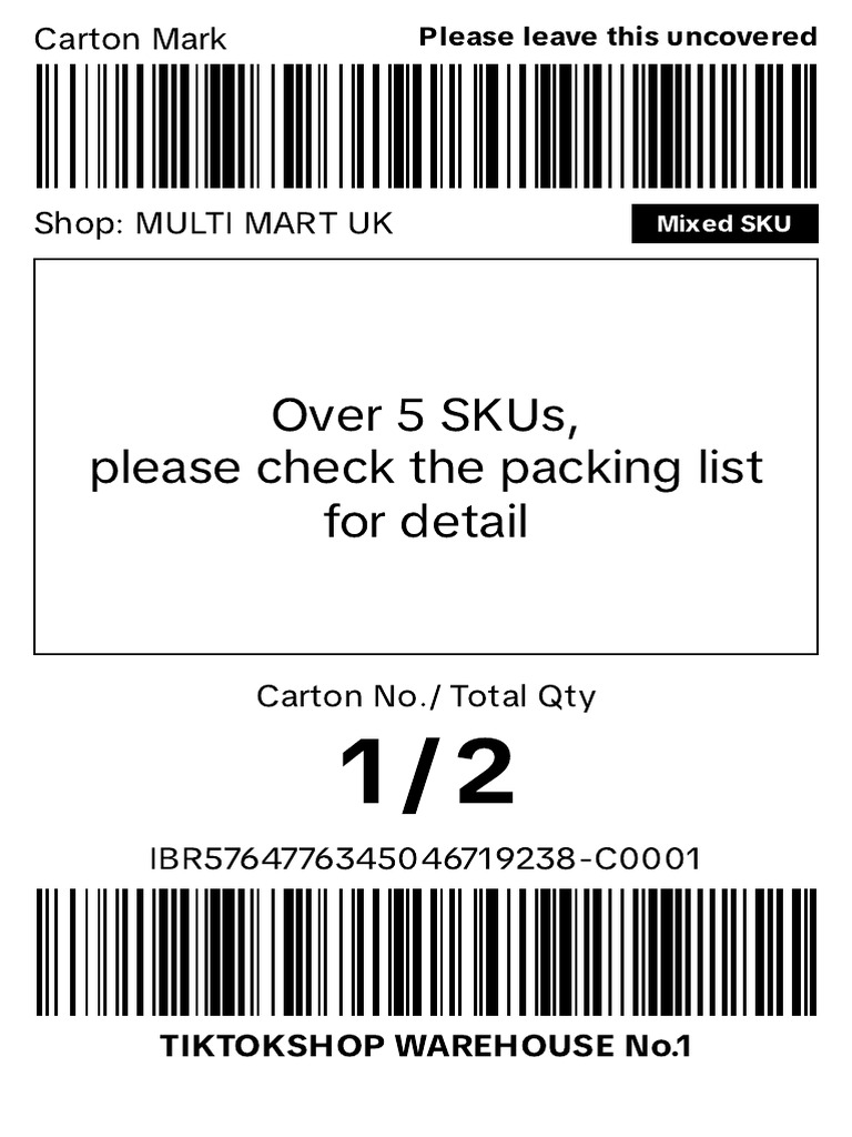 Master Carton Label Instructions | PDF