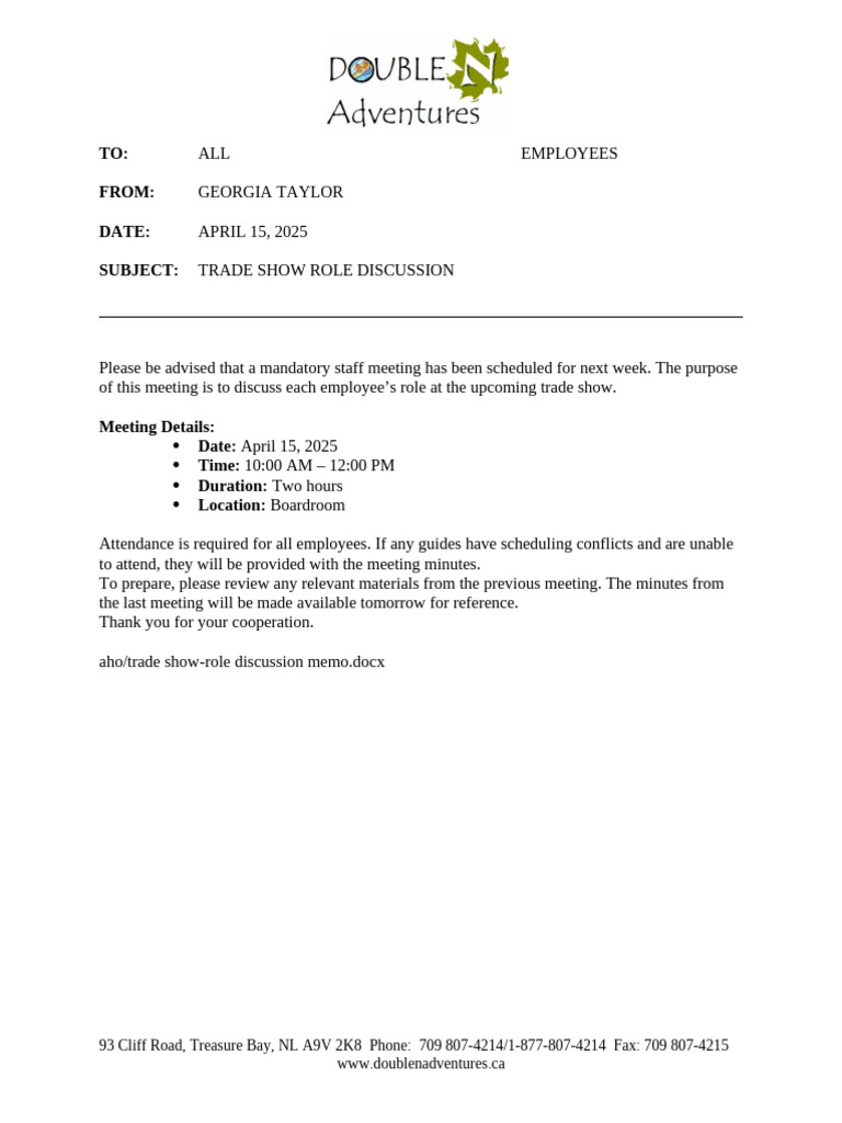 Trade Show Role Meeting Notice | PDF
