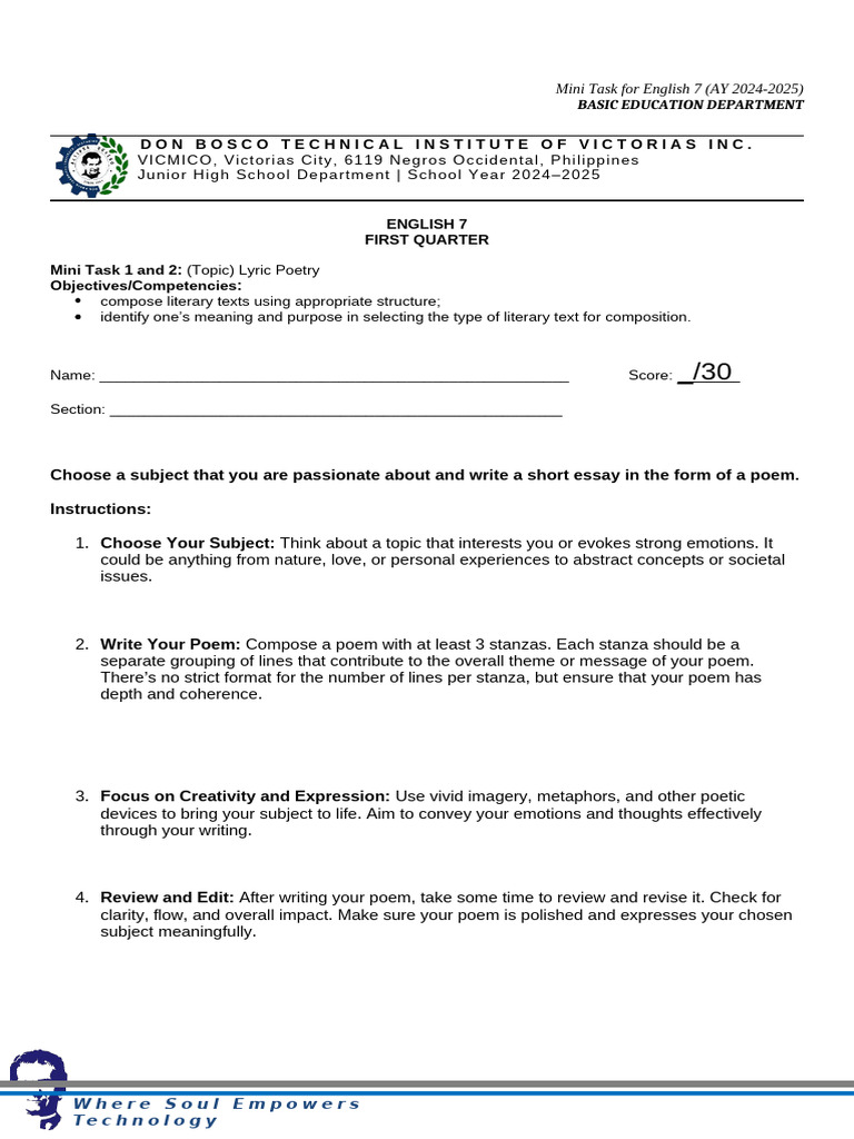 Mini Task 1 and 2 | PDF | Poetry | Creativity