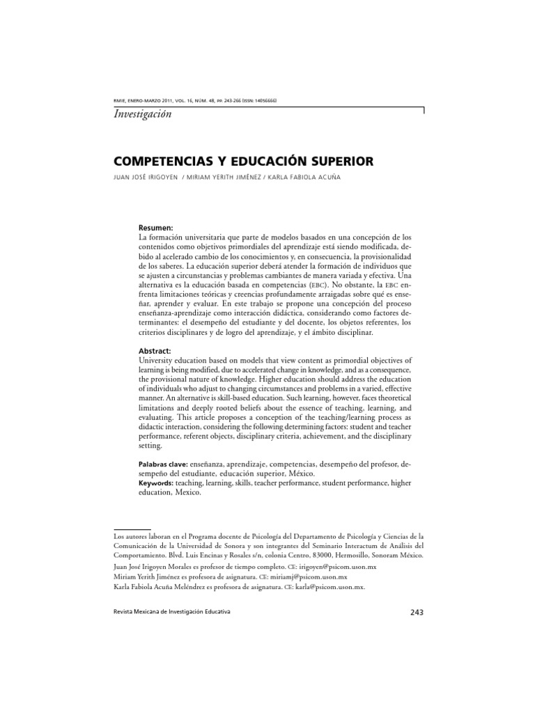 Educación Superior y Competencias en México | PDF | Conocimiento ...