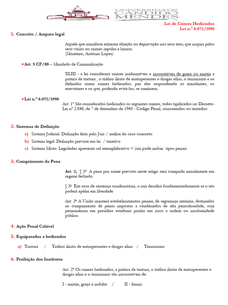 Atualização da Lei de Crimes Hediondos 2024 | PDF | Crimes | Crime e ...