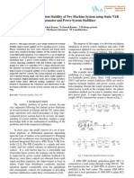 Improvement of Transient Stability of Two Machine System using Static VAR Compensator and Power System Stabilizer