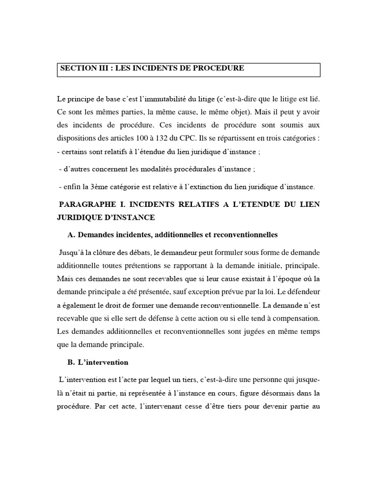 Incidents de Procédure en Droit Civil | PDF | Justice | Crime et violence