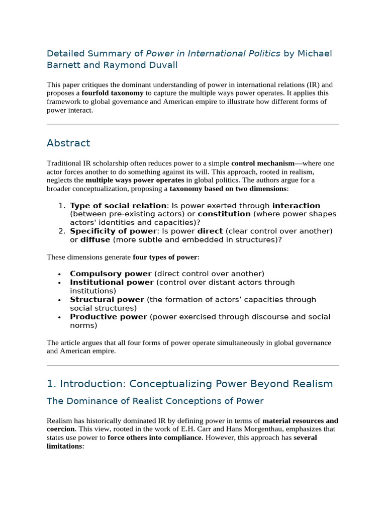 Taxonomy of Power in International Politics | PDF | Power (Social And ...