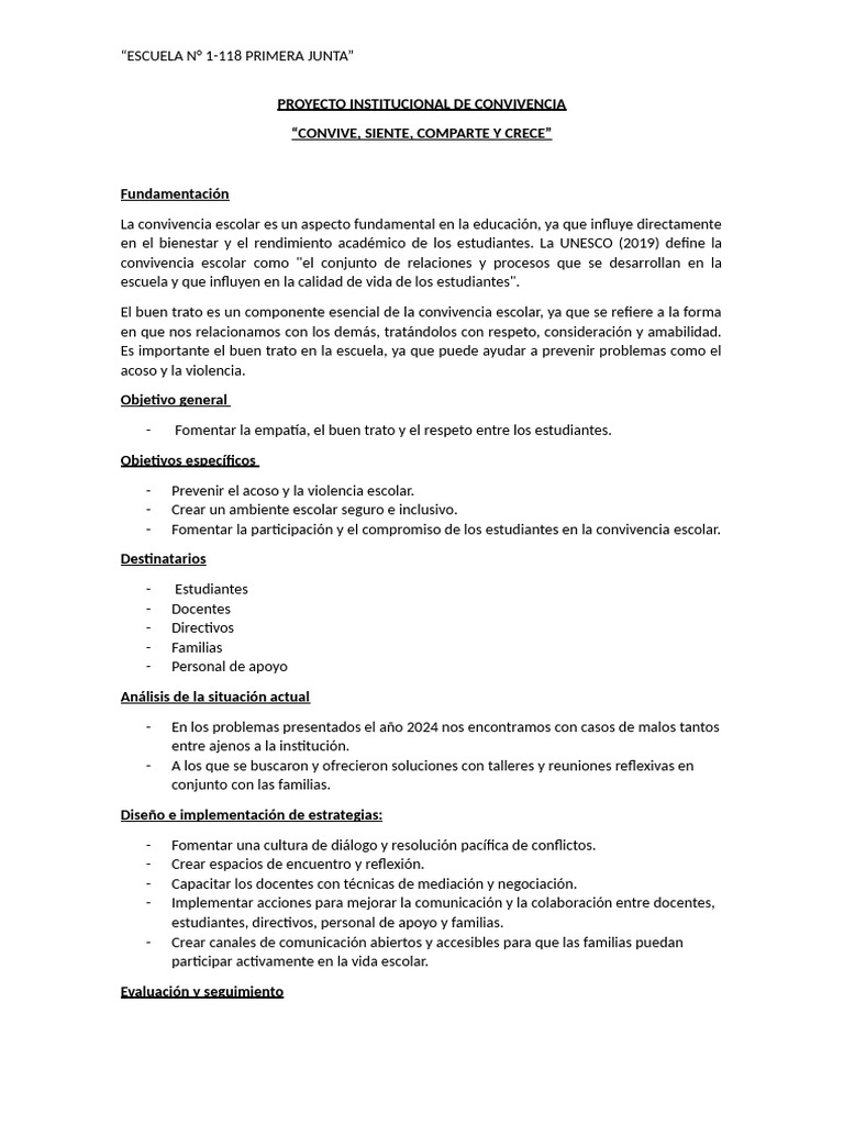 Observaciones de Convivencia Escolar 2025 | PDF | Escuelas | Enseñando