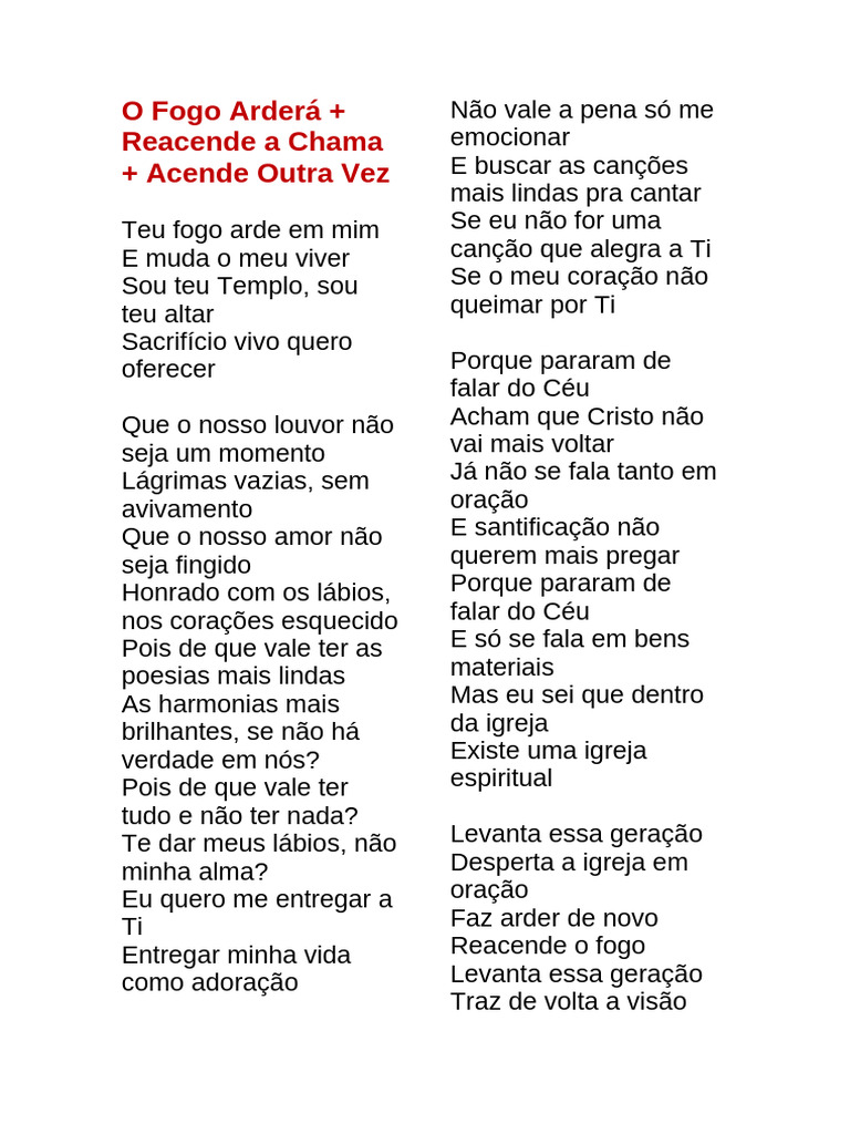 Reacende a Chama: O Fogo Arderá | PDF