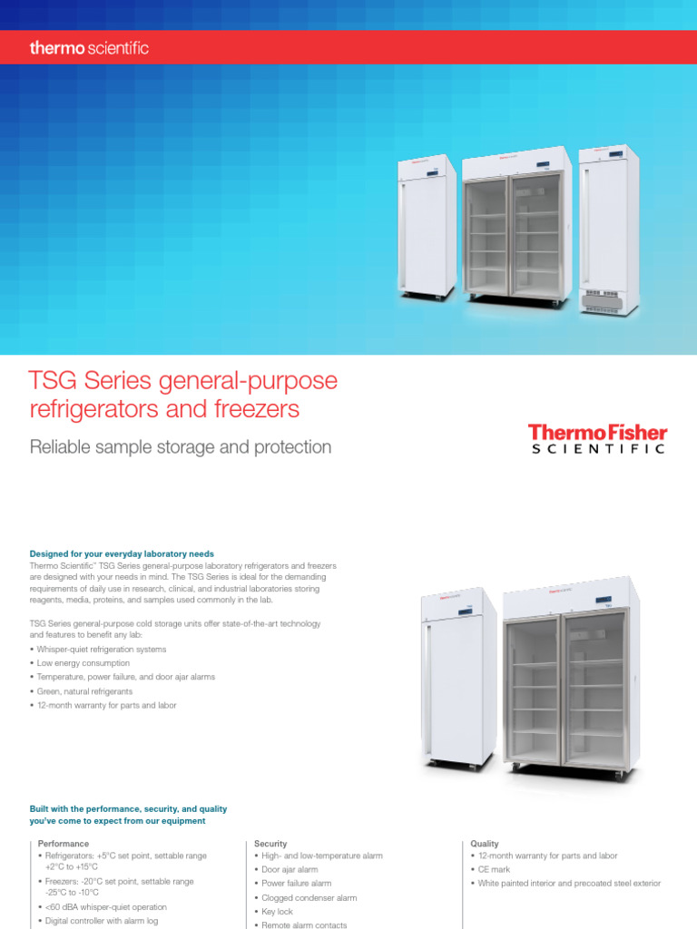 TSG Series Lab Refrigerators & Freezers | PDF | Refrigerator | Laboratories