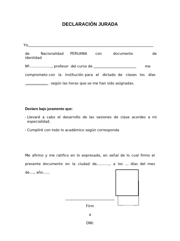 Declaración Jurada de Compromiso Docente | PDF