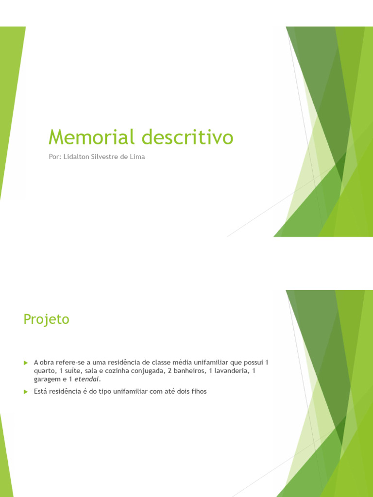 Memorial Descritivo de Residência Unifamiliar | PDF