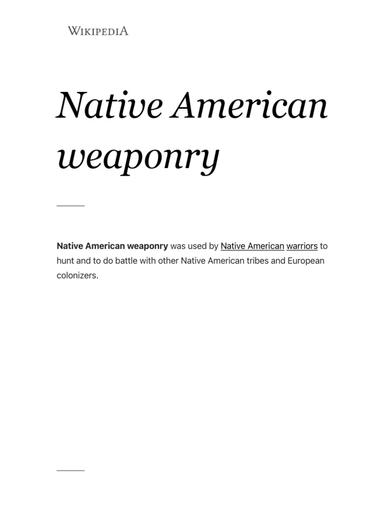 Native American Weaponry - Wikipedia | PDF | Spear