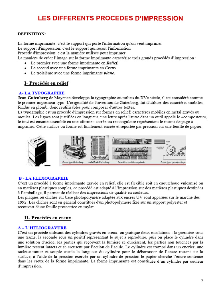 Procédés d'impression : Types et caractéristiques | PDF | Impression ...